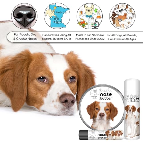 Image of The Blissful Dog Brittany Spaniel Nose Butter for Dry, Cracked Skin, Lick-Safe Dog Nose Balm with Moisturizing Shea Butter, Almond, Olive, and Essential Oils, Pet Supplies, Uncented, 8 oz.