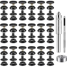 148 Pieces 37Sets Snap Fastener Kit Tool 15MM Snap Button kit Snaps for Leather Leather Snaps and Fasteners Kit for High-Grade Metal Material Snaps for Bag, Jeans, Clothes, Fabric Black