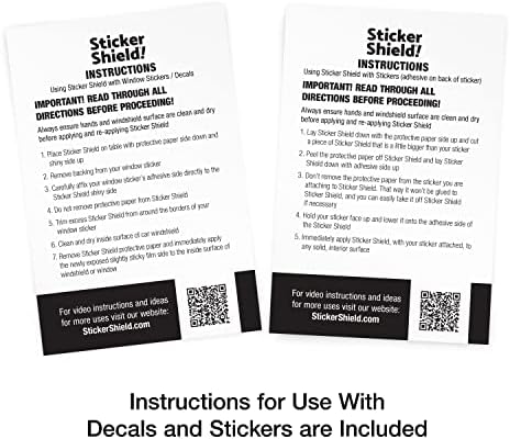 STICKER SHIELD - Windshield Sticker Applicator for Easy Application, Removal and Re-Application from Car to Car - 4 inch x 6 inch Sheets (Pack of 2 Sheets) - 1