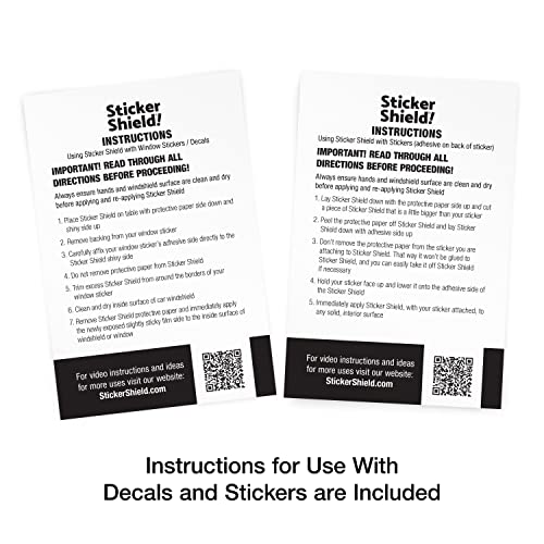 Sticker Shield Windsreen Sticker Applicator For Removing and Re-application From Car-to-Car 1 Pack (2 sheets total) Clear