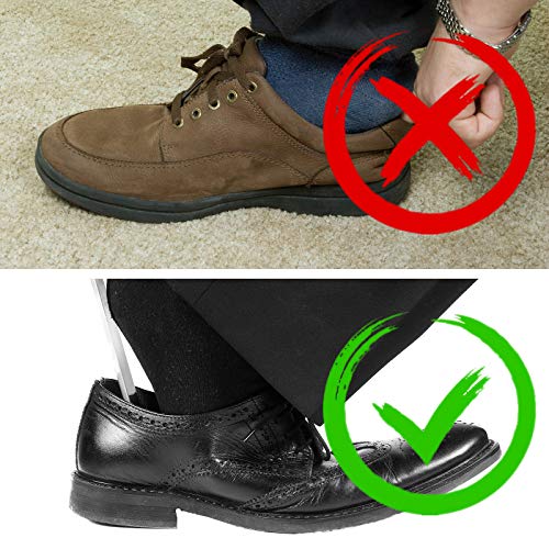 Ofitmagic 31.5" Extra Long Handled Shoe Horn,Metal Shoehorn For Men And Women,Heavy Duty Extended Stainless Steel Shoe Horn With Leather Grip For Seniors Pregnant Back Pain #TOP5
