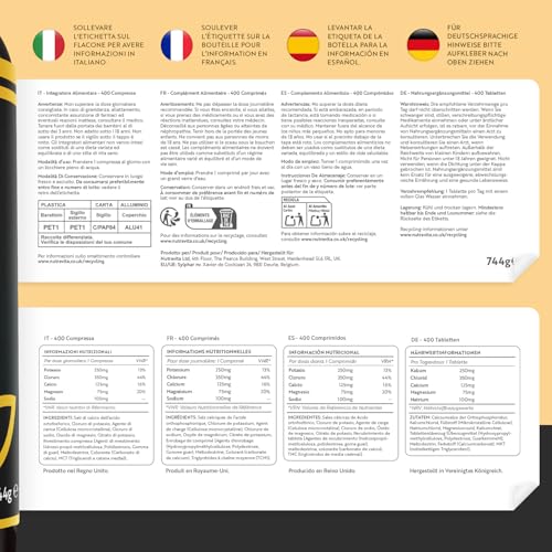 Elettroliti Integratore con Magnesio e Potassio Sodio Cloruro e Calcio integratore - 400 Compresse per una Fornitura di 13 Mesi - Integratori Sport - Electrolytes da Nutravita - 6
