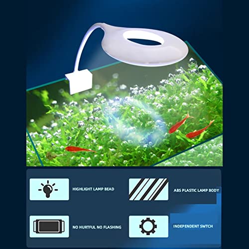 BigTron Full Spectrum Aquarium Light,Oval Mini USB 22 White LEDs Aquarium Light with Adjustable Screw for 4mm-14mm Thickness,360 Degrees Turn Arbitrarily for Fish Tank - Image 2