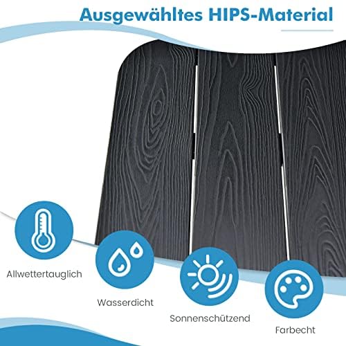 FANTASK Balkonhängetisch zum Einhängen, klappbarer Balkontisch mit 3-stufig Verstellbarer Höhe, Klapptisch Hängetisch wetterfest, für Balkongeländer, 60 x 40 cm, Schwarz