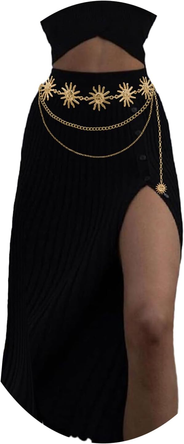 Waist Chain Belt Multilayer Gold...
