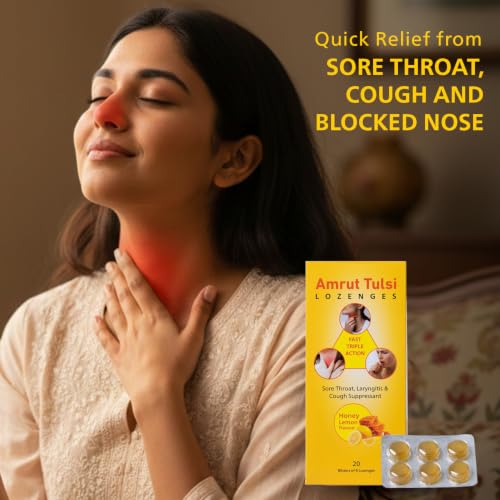 Image of Lozenges Honey Lemon Flavour | Herbal Throat Soother for Cough, Cold & Sore Throat | Pack of 20 (20 Strips)