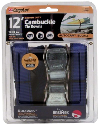 CargoLoc 84039 Cambuckle Tie Downs with S-Hooks, 1-Inch x 12-Inch