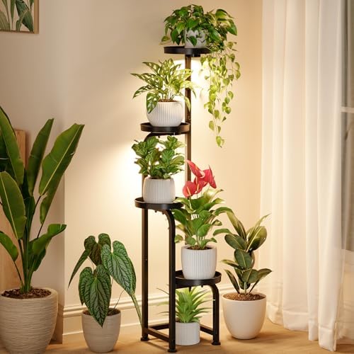 Bamworld Plant Stand with Grow Light Corner Metal Flower Pot Stan...
