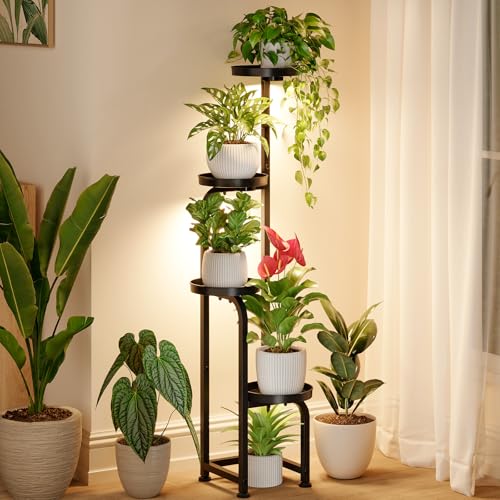 Bamworld Plant Stand with Grow Light, Corner Metal Flower Pot