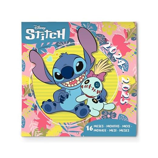 Stitch Calendario 2025 pared Disney | Calendario Disney Stitch 2025 - planificador mensual pared | Calendario 2025 Disney de pared (30x30 cm) (Versión Europa)