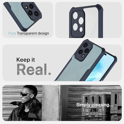 Image of Outlouders Back Cover for Honor 200 Lite 5G | Ultra Hybrid Transparent | Full Camera Protection | Raised Edge | Crystal Clear Bumper Case (Blue)