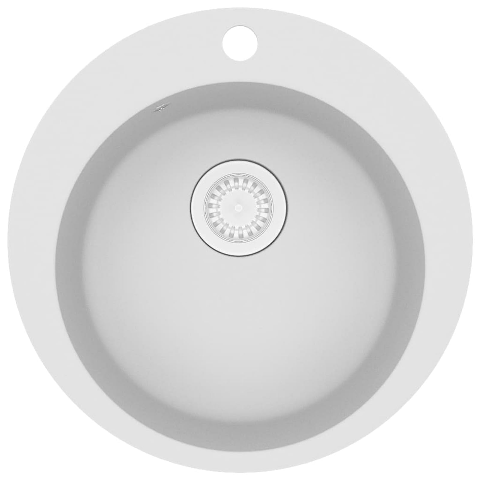 ZEYUAN Fregadero de Cocina de Granito con un Seno Redondo Blanco, Mueble Pila Lavadero, Pila Fregadero Cocina, Fregadero sobre Encimera, Fregadero Baño Encimera, Picas De Cocina