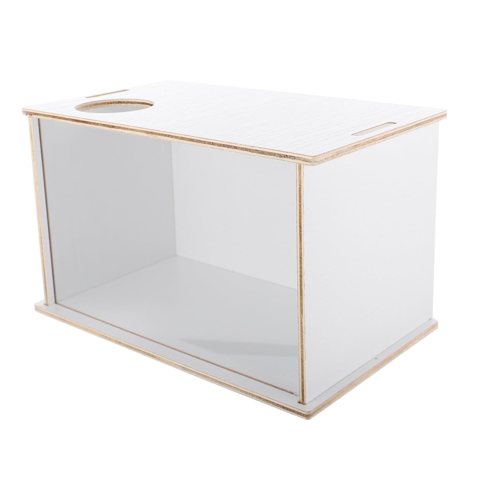 UPKOCH Hamster Sandbad mit Abdeckung, Transparent, Acryl Holz, Weiß