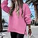 bawilom Oversized Sweatshirt for Women Crewneck Fashion Long Sleeve Loose Side Slit Lightweight Sweater Fall Pullover Tops Pink