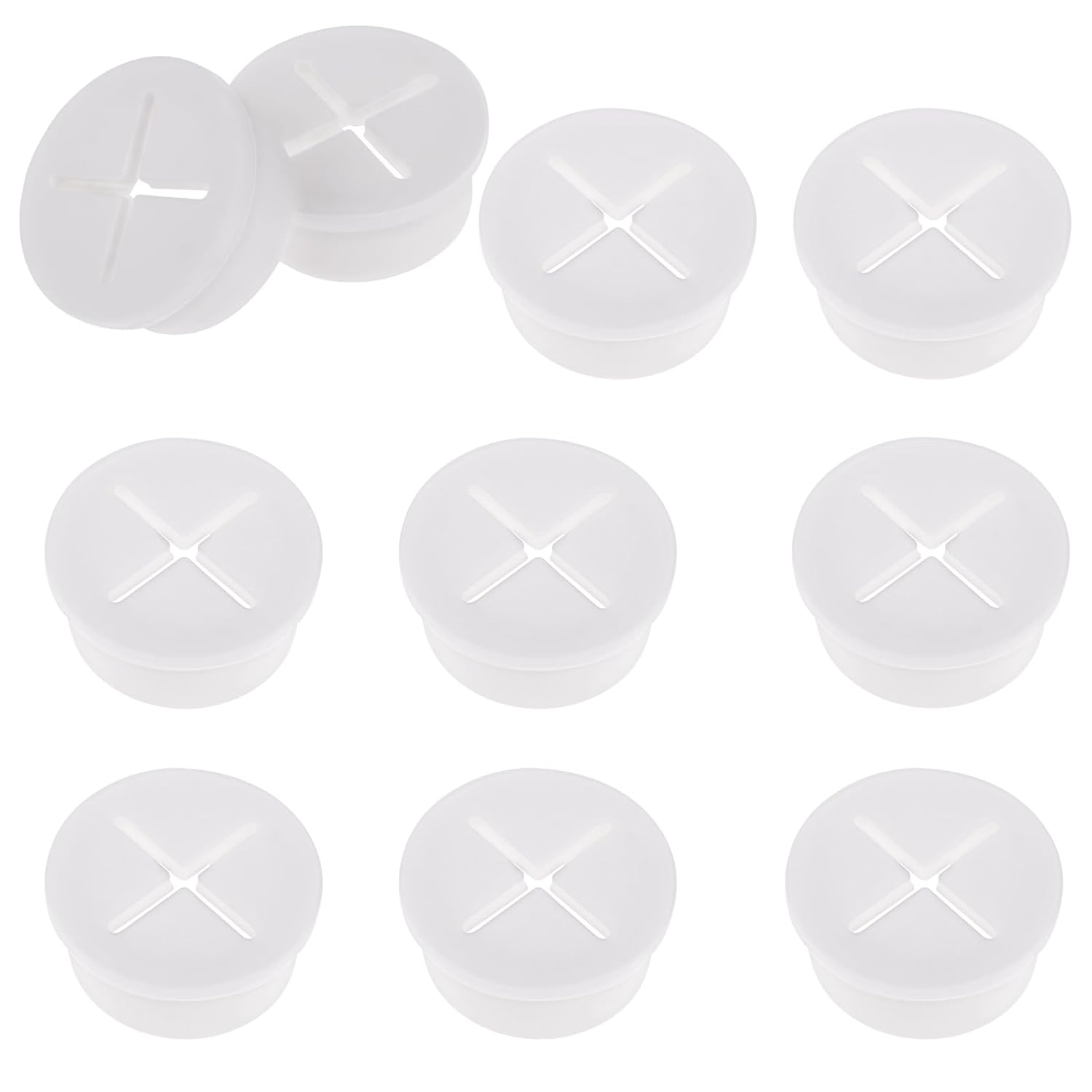 10PCS Cable Grommet, 1 Inch White Desk Hole Grommet Flexible Wire
