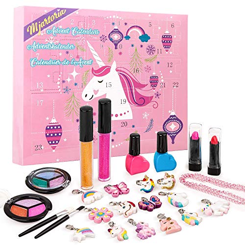 517gPyiqalL. SL500 MJARTORIA Calendrier de l'avent Maquillage Beauté pour Noël 2024 Calendrier de l'avent pour Filles, Femmes, Beauté Maquillage Rouge à lèvres, Collier Papillon Pendentif Cadeaux