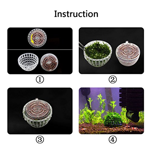 sourcingmap 4pcs Plastic Aquarium Shrimp Fish Tank Moss Ball Holder Live Plant Shaping Decor Filter, Clear - Image 4
