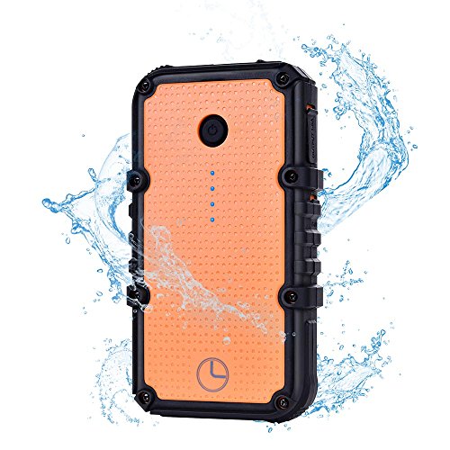Luxtude Waterproof Power Bank Portable Charger, 13400mAh Dual USB Output Port, 4.8A Fast Charge Travel External Battery Pack, Dust/Shock Proof Portable Phone Charger for iPhone, Android, Samsung, etc.