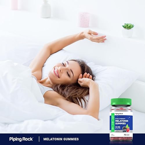 Miniatura 6 de Piping Rock Gomitas de melatonina de 10 mg | 70 gomitas veganas para adultos | Sabor a bayas | Sin OMG, sin gluten