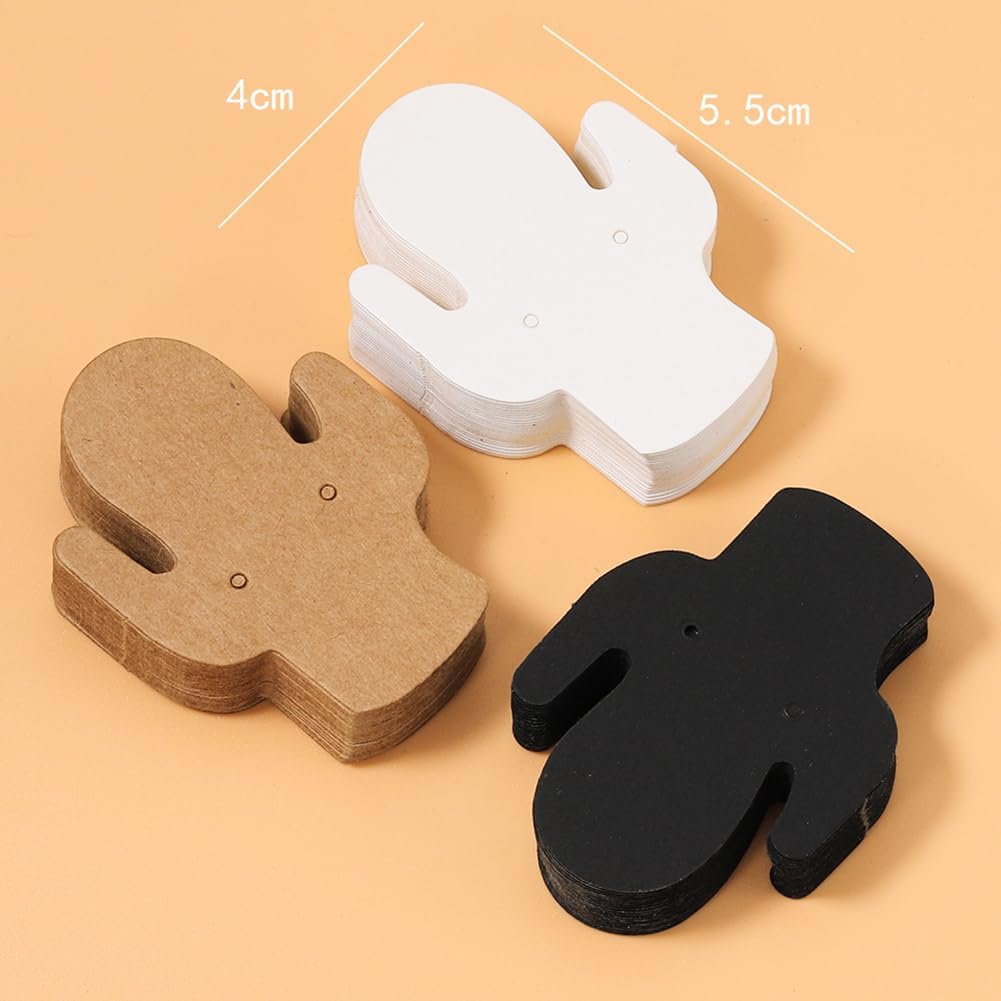 100 Pcs Cactus Earring Display Cards Kraft Paper Earring Hanging Cards Earring Stud Holder Cardboard Jewelry Packaging Cards Jewelry Display Tags for Selling