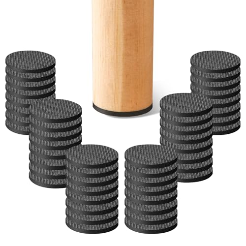 CHUNZEXI Non Slip Rubber Furniture Pads & Grippers, Self Adhesive Round Floor Protectors for Chair & Table Legs and Feet, 1 Inch, 48 Pack, Round