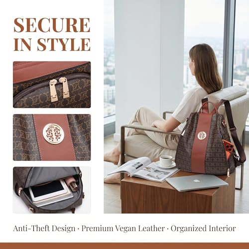 Image of Women Fashion Backpack Purse Multi Pockets Anti-Theft Rucksack Travel Shoulder Bag Handbag