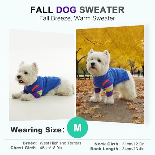 OUOBOB Hundepullover, Extra Weicher Kabelstrick Rollkragenpullover mit Bauchöffnung für Große Hunde wie Labrador oder Golden Retriever, Winterjacke, XL Blue