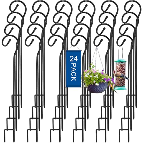Hicarer 24 Pcs Shepherd Hooks 32 Inch Metal Rust Resistant Steel for Garden Outdoor Hanging Plant...