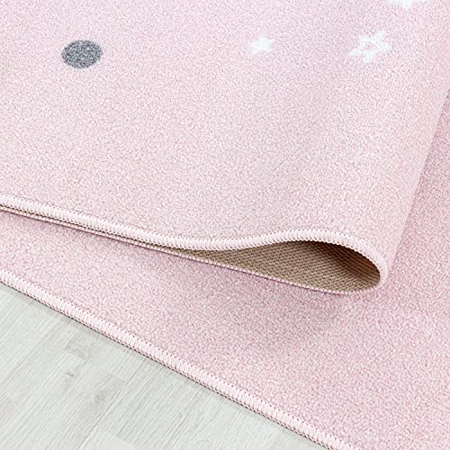 Laagpolig kindertapijt speelkleed baby motief babyster Grijs, kleur:Pink, grootte:100x150 cm - Afbeelding 7