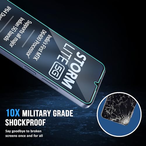Image of ArmourPro Military Grade Gorilla Tempered Glass Screen Protector Compatible For Lava Storm Lite (6.75 Inch) With Easy Installation Kit| Edge To Edge Coverage |Black