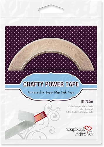 Scrapbook Adhesives by 3L 01638 Scrapbook Adhesives By 3L, Crafty Power Cinta de doble cara con dispensador, translúcida, 1/4 pulgadas, 81 pies