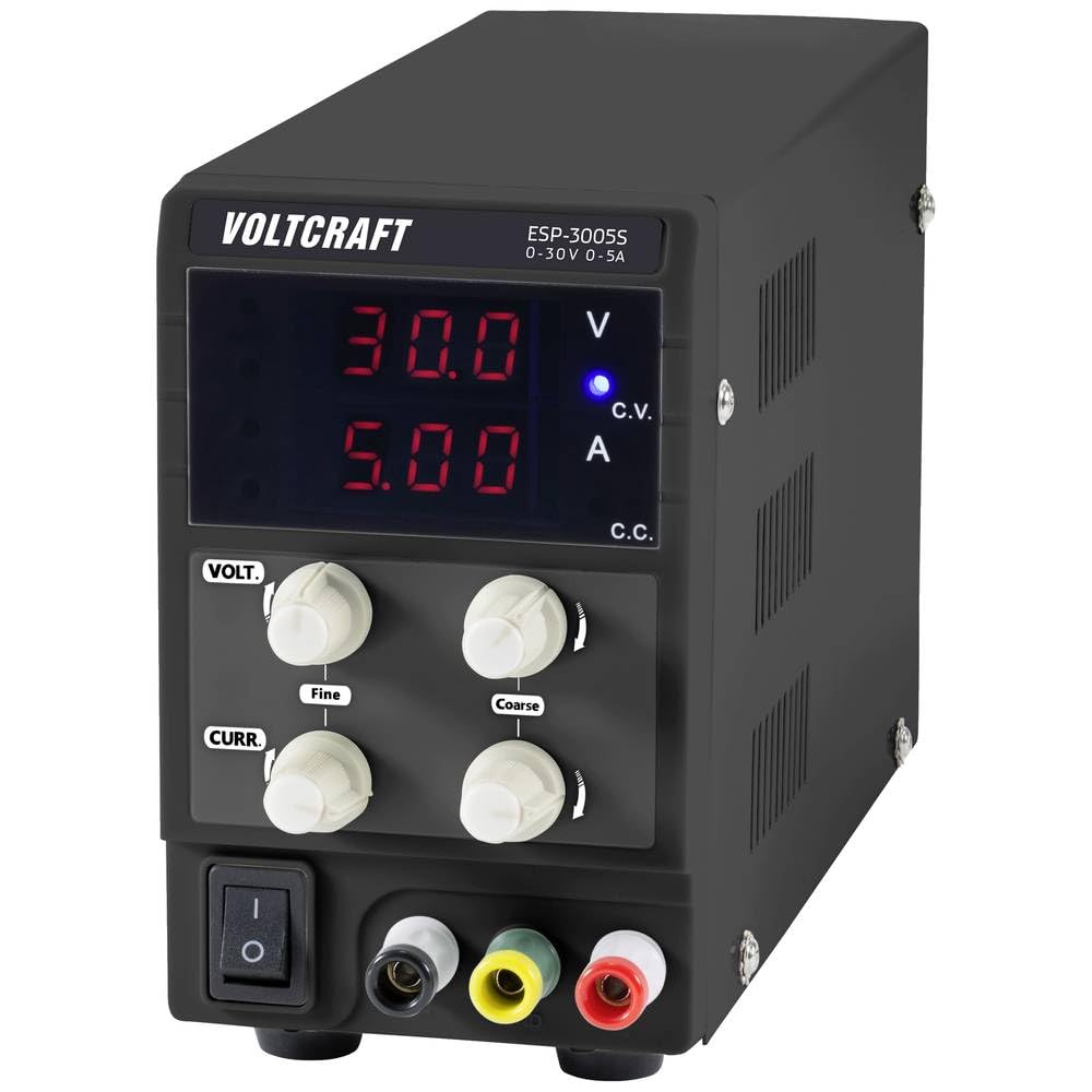 VOLTCRAFT ESP-3005S Labornetzgerät, einstellbar 0-30 V 0-5 A 150 W Steckanschluss 4 mm schmale Bauform Anzahl Ausgä