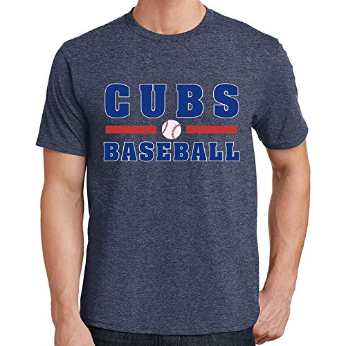 Cubs Baseball Men's T-Shirt 2376 (2X-Large,Heather Navy)