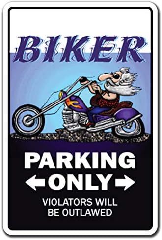 Biker Sign | Indoor/Outdoor | Funny Home Décor for Garages, Living Rooms, Bedroom, Offices | SignMission Motorcycle Chopper Hog Bike Gift Rider Sign Wall Plaque Decoration