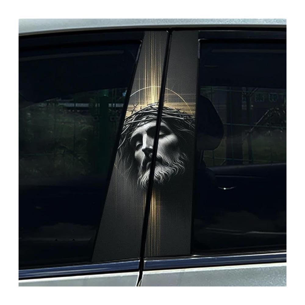 Body Parts 2PCS Car B Pillar Protective Film Decoration Christian Jesus Car Center Pillar Sticker(B)