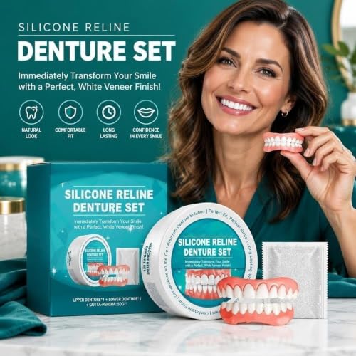 Flexible Moldable Silicone Dentures Upper Lower Smile Set, Easy To Clean