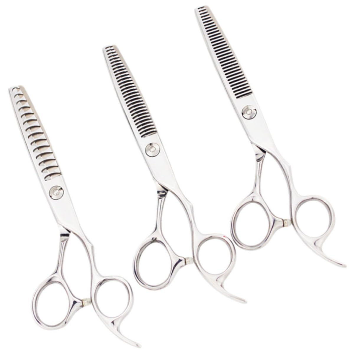 3 Pezzi Forbici Dentate Parrucchiere in Acciaio Inox Argento
