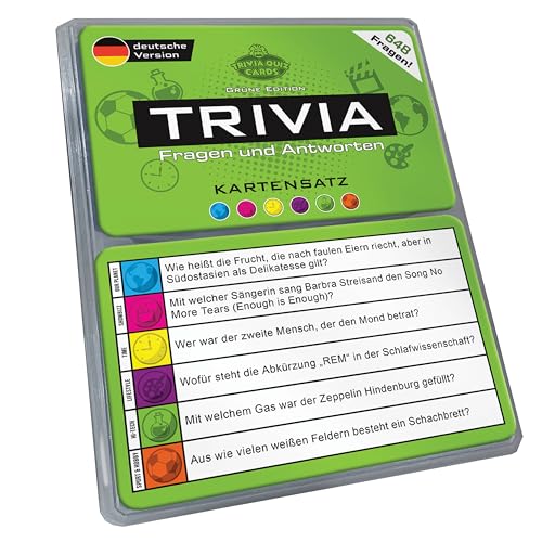Trivia Kartensatz Fragen und Antworten Erweiterungsset Gesellschaftsspiele Quiz Pubquiz [Deutsche Ausgabe] (Grüne Edition)