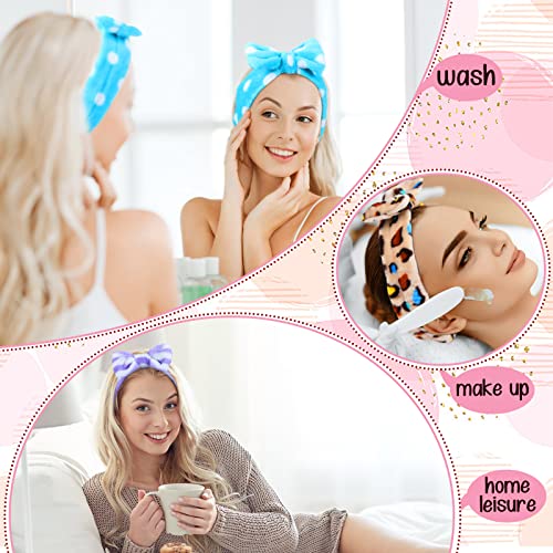 Jexine 24 Pieces Facial Makeup Headbands Spa Headband Bulk Bow Hair Head Band Fluffy Plush Headband With Gift Bags For Women Girls #TOP6