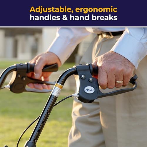 image for Drive Medical 10257RD-1 4 Wheel Rollator Walker With Seat, Steel Rolli