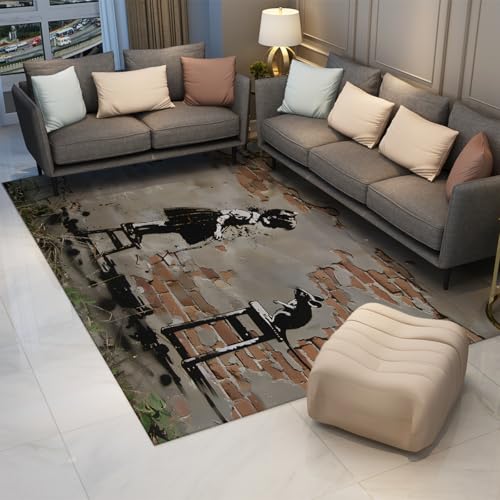 Tapis de quartier pour salon et chambre motif fille art urbain