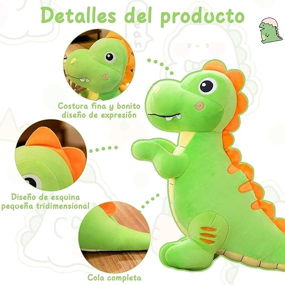Image of ZEXSAZONE Dinosaur Soft Toy - 35 cm Cute Plush Stuffed Animal | Huggable Cartoon Dino Plushie for Kids, Boys & Girls | Birthday Gift, Baby Shower Present & Room Decor Green