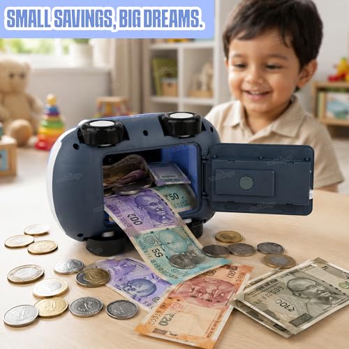 Image of Zest 4 Toyz Piggy Bank for Kids | Modern Money Safe ATM Machine | Car Design with Movable Wheels | Rotating Number Lock System | Cute Money Saving Bank | Gift for Boys & Girls - Assorted