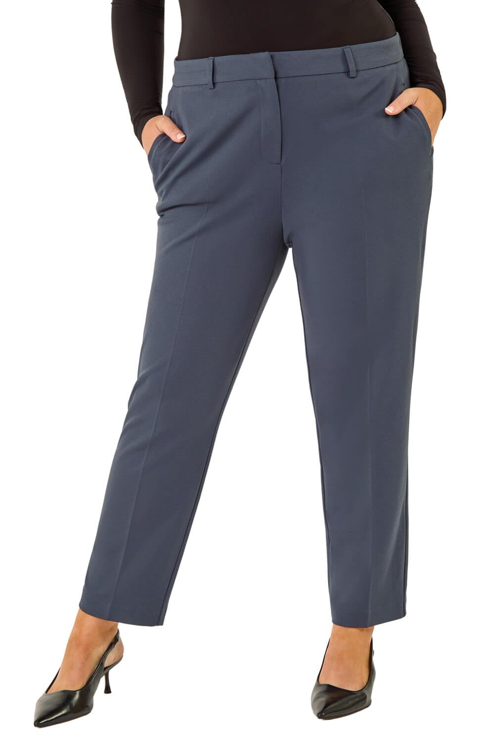 Roman Women's Dark Grey Curve Straight Leg Trouser