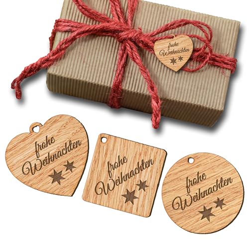 FILIGRAVO 5 Stk Weihnachts-Geschenkanhänger aus Holz mit Gravur - edle Tags aus Echtholz für Geschenke zu Weihnachten - Anhänger Etiketten für Familie FILIGRAVO 5 Stk Weihnachts-Geschenkanhänger aus Holz mit Gravur - edle Tags aus Echtholz für Geschenke zu Weihnachten - Anhänger Etiketten für Familie