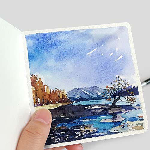 Caderno de desenho em aquarela, mini caderno quadrado portátil de 10 x 10 cm, 62 páginas, papéis de