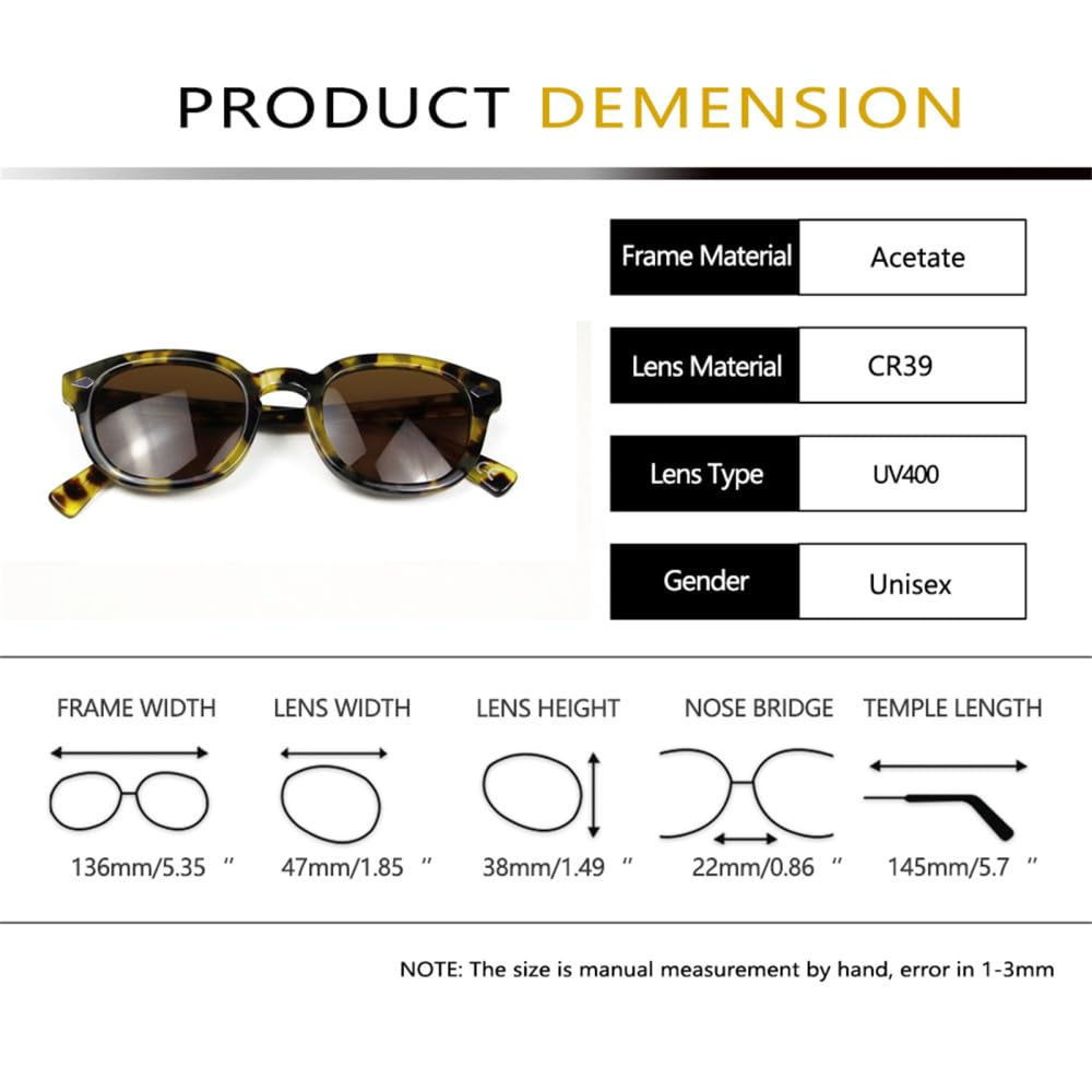 Occhiali da sole rotondi in acetato Occhiali da sole con rivetti da uomo per donna Occhiali da guida Occhiali da uomo UV400