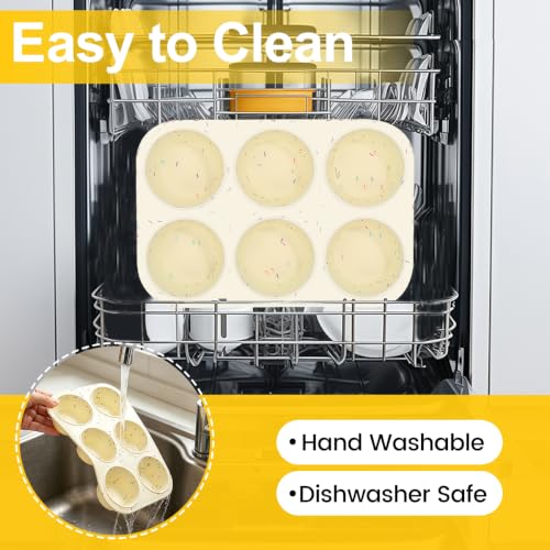 Image of Silicone Muffin Pan for Baking, Large Muffin Pan 6 Cup Jumbo Size
