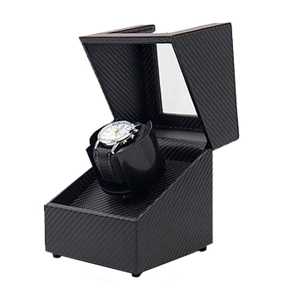 CGCSYZ Watch Winder Automatic Watch Winders For Automatic Watchs Single Watch Winder Box With Quiet Motor Men's And Women's Mechanical Watches Carbon Fibre 5 Rotation Modes (Svart)