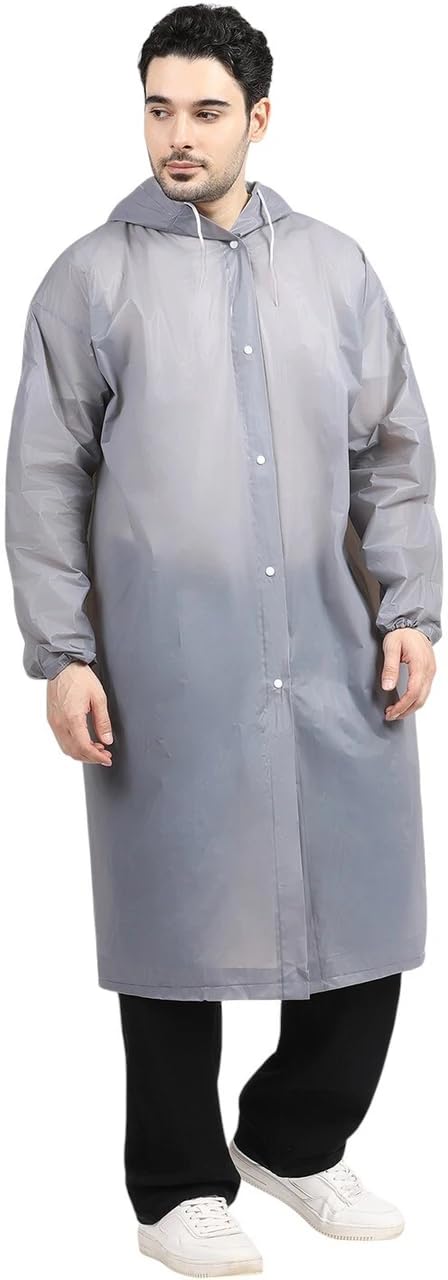 Eco-Friendly EVA Poncho Raincoat for Men & Women, Lightweight Waterproof Coat with Hood, Adjustable Drawstring, Button Closure Reusable & Durable Outdoor Rainwear, Free size-picture-20